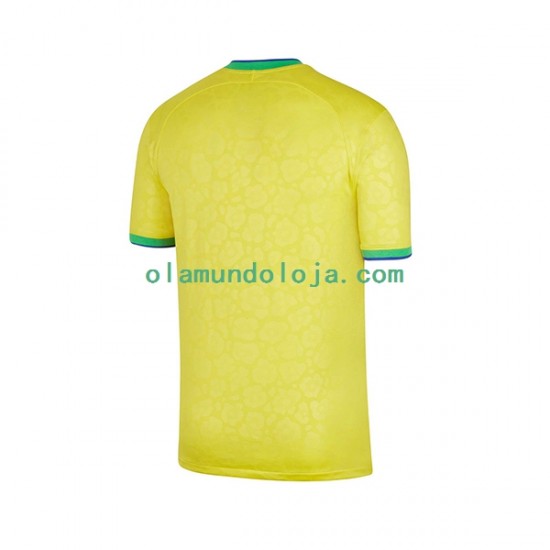 Camisola Brasil Homem Equipamento Primeiro Copa do Mundo 2022 Manga Curta